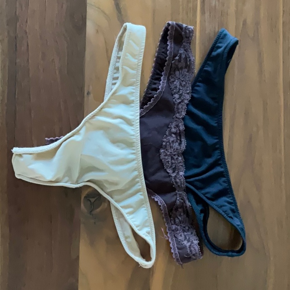 ONLY HEARTS set of 3 Lace and Solid Thongs